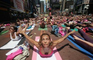 Mass Yoga Class Takes Over Times Square